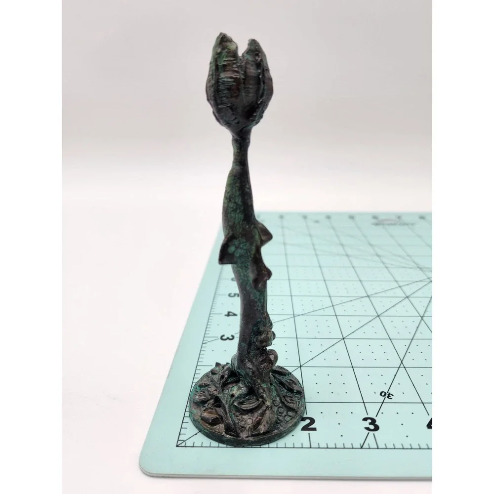 Antique‎ French Bronze Art Nouveau Candlesticks Flower Rose Motif Petina